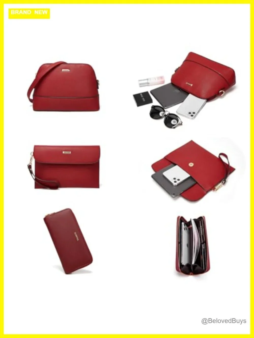 4-Piece Handbag Set Includes Tote, Shoulder Bag, Satchel, Wallet & Card Holder